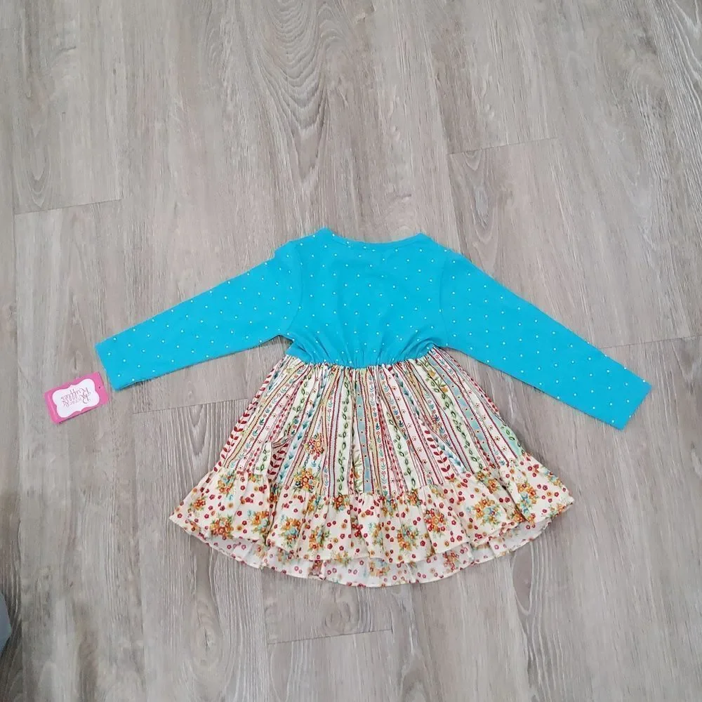 RICRAC & RUFFLES Boutique Floral & Polka Dot Patterned Dress 2T NWT